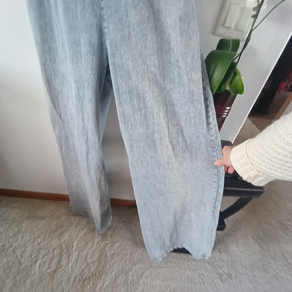 Jade By Jane Denim Jumpsuit XL Wide Leg Open Back Boho Cottagecore - Picture 4 of 13